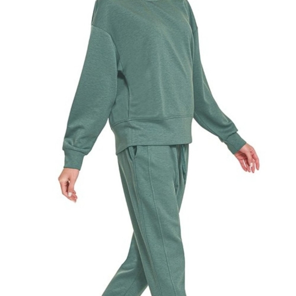 Zenana Scuba Crewneck Pullover & Joggers 2 Pieces Set - Picture 3 of 4